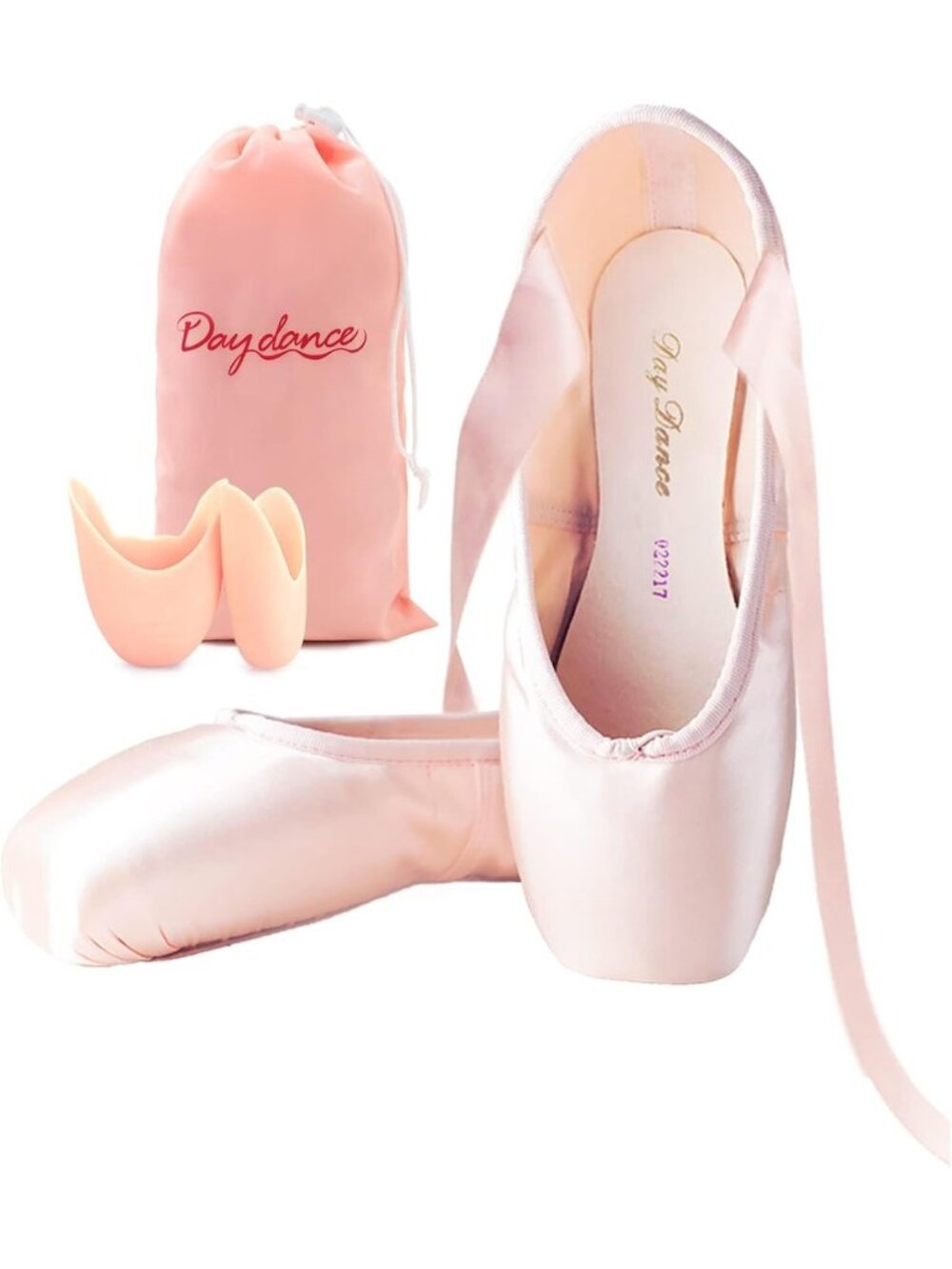 Ballet Pointe Shoes for Girls & Women - Ribbon Ballerina Shoes with Toe Pads